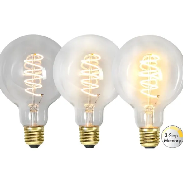 Star Trading LED-lampa E27 glob 95cm klar 3-stegsdimmer, 4W