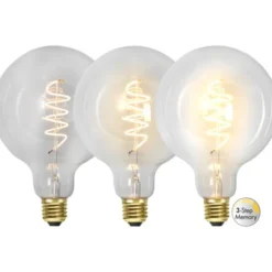 Star Trading LED-lampa E27 glob 125mm Decoled Spiral Clear 3-stegsdimmer 4W