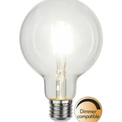Star Trading LED-lampa E27 glob 95mm klar 4,2W 4000K 470lm, dimbar