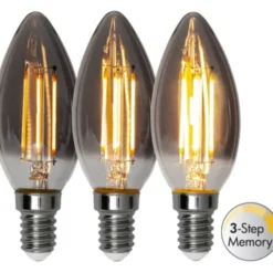 Star Trading LED-lampa E14 kronljus 2,9W Soft Glow Smoke 3-Step Memory