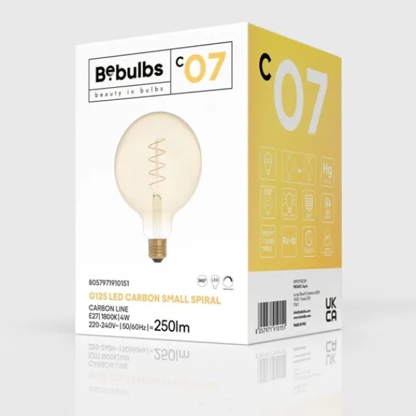 Creative cables LED-lampa Golden Carbon Line Curved Spiral 4W E27 glob 125mm dimbar