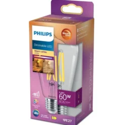 Philips LED-lampa 5,9W(60W) edison E27 dim to warm