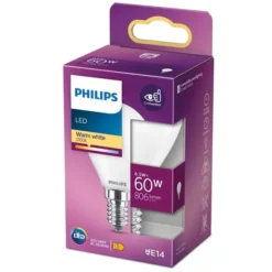Philips LED-lampa 6,5W(60W) klot frostad E14