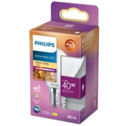 Philips LED-lampa 3,4W(40W) klot frostad E14 dim to warm
