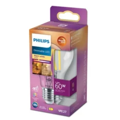 Philips LED-lampa 5,9W(60W) normal E27 dim to warm