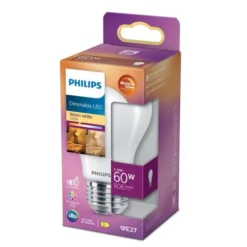 Philips LED-lampa 5,9W(60W) normal frostad E27 dim to warm