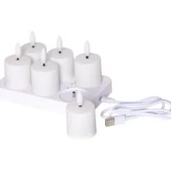 Star Trading LED Ljus 6-pack Flamme Charge Vit 8,5cm