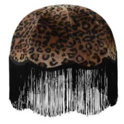 Hallbergs Belysning Leopard Päls Lampskärm med svart frans 35 cm