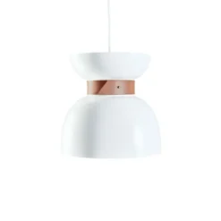 Konsthantverk Liv taklampa, mattvit/läder 30cm
