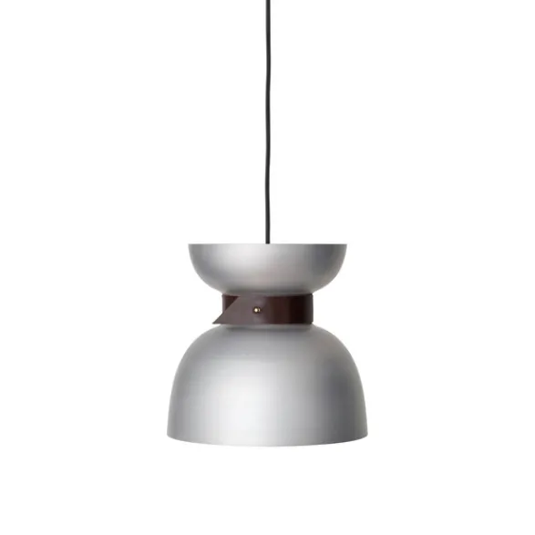 Konsthantverk Liv taklampa, råaluminium/läder 30cm