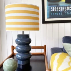 Superliving Lyon Table Lamp , Storm Blue / Yellow Stripe