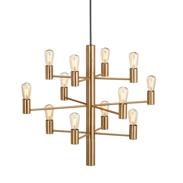 Herstal Manola 12 ljuskrona, satin/mässing 60cm