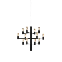 Herstal Manola 12 ljuskrona, svartstruktur 60cm