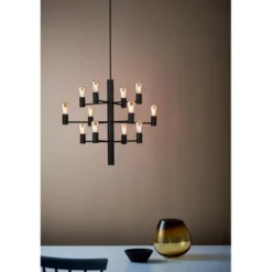 Herstal Manola 12 ljuskrona, svartstruktur 60cm
