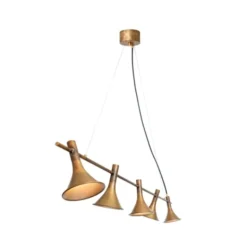 Konsthantverk Megafon taklampa 5 rak, råmässing 137cm