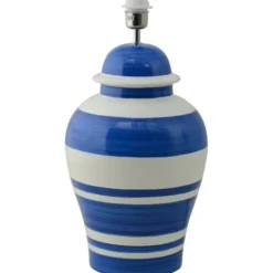 Hallbergs Belysning Ming Lampfot Royal Blue Stripe 27cm