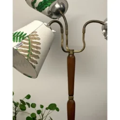 Vintage by Bright 1-2-3 Moa golvlampa, 3-arm trä/mässing