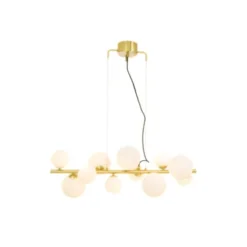Aneta Molekyl taklampa, matt mässing/opal 85cm