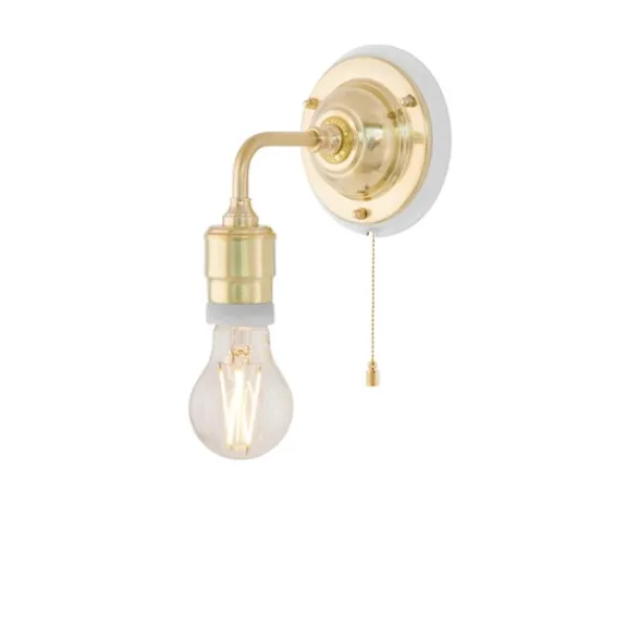 Karlskrona Lampfabrik Nylander vägglampa mäsing/vit