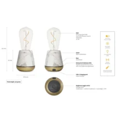 Humble One Table Light White Marble