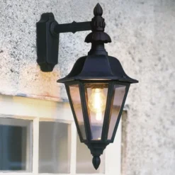 Konstsmide Pallas vägglykta ned, svart 53,5cm
