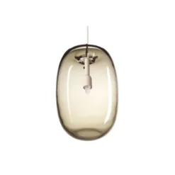 Örsjö Belysning Pebble Långsträckt takpendel, varmgrå/glas 16cm