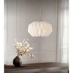 Le Klint Pendel SOFTLY PLEATED I Medium Vit/Mässing