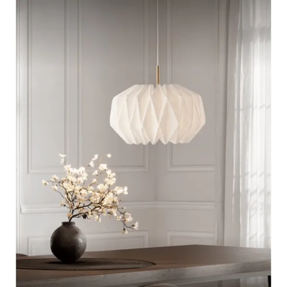 Le Klint Pendel SOFTLY PLEATED I Medium Vit/Mässing