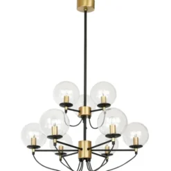 Hallbergs Belysning Perla 9 takkrona mässing 78cm