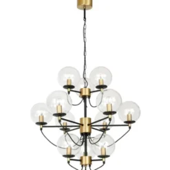 Hallbergs Belysning Perla 12 takkrona mässing 78cm