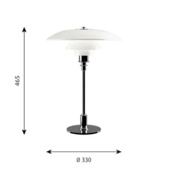 Louis Poulsen PH 3/2 bordslampa, krom/opal 47,2cm