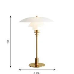 Louis Poulsen PH 3½-2½ bordslampa, mässing/opal 45cm