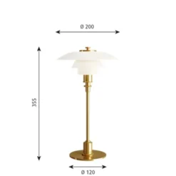 Louis Poulsen PH 2/1 bordslampa, mässing/opal 35,5cm