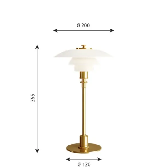 Louis Poulsen PH 2/1 bordslampa, mässing/opal 35,5cm