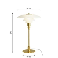 Louis Poulsen PH 3-2 bordslampa, mässing/opal 47,2cm