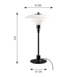 Louis Poulsen PH 2/1 bordslampa, svart/opal 35,5cm