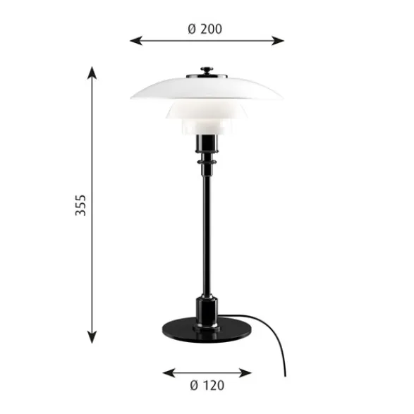 Louis Poulsen PH 2/1 bordslampa, svart/opal 35,5cm