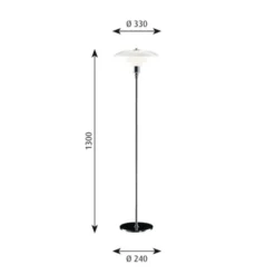 Louis Poulsen PH 3 1/2-2 1/2 golvlampa, krom/opalglas 130cm