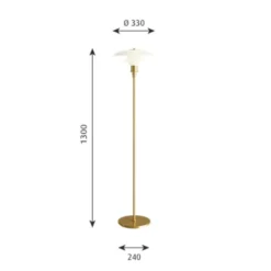 Louis Poulsen PH 3½-2½ golvlampa, mässing/opal 130cm