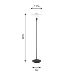 Louis Poulsen PH 3 1/2-2 1/2 golvlampa, svart metalliserad/opalglas 130cm
