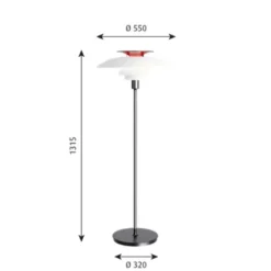 Louis Poulsen PH 80 golvlampa. vit/stål 131,5cm