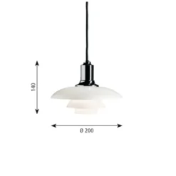 Louis Poulsen PH 2/1 pendel, krom/opal 20cm