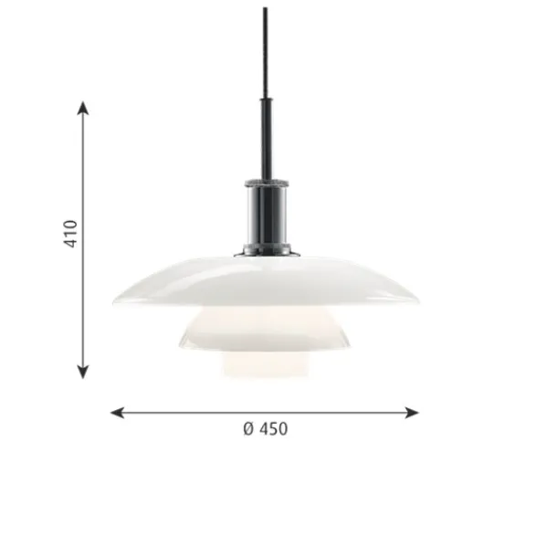 Louis Poulsen PH 4½-4 pendel, krom/opal 45cm