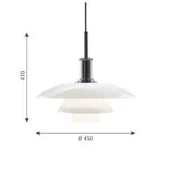 Louis Poulsen PH 4½-4 pendel, krom/opal 45cm