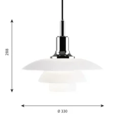 Louis Poulsen PH 3½-3 pendel, krom/opal 33cm
