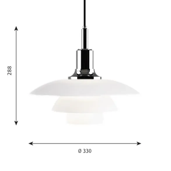 Louis Poulsen PH 3½-3 pendel, krom/opal 33cm