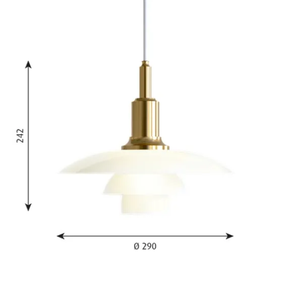 Louis Poulsen PH 3-2 pendel, mässing/opal 29cm