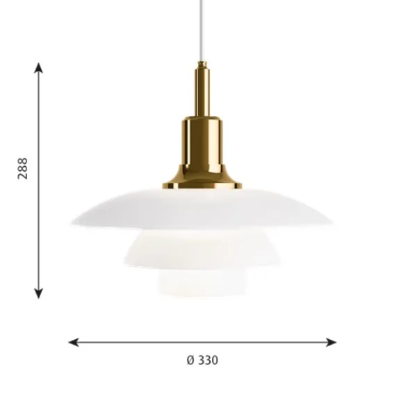 Louis Poulsen PH 3½-3 pendel, mässing/opal 33cm