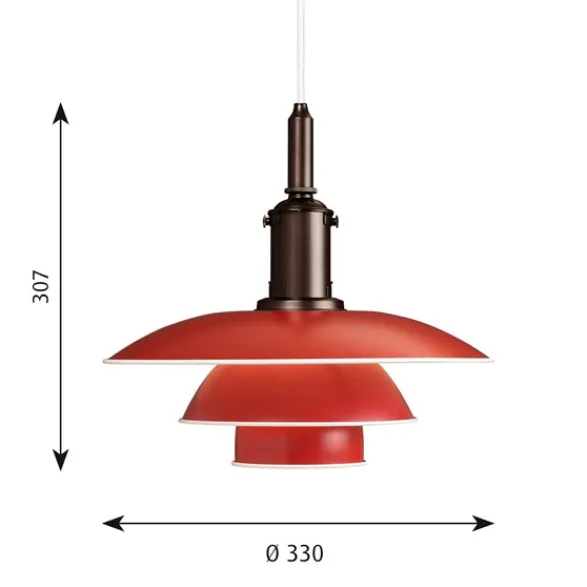 Louis Poulsen PH 3½-3 pendel, röd 33cm