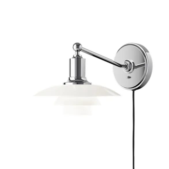 Louis Poulsen PH 2-1 vägglampa, krom/opal
